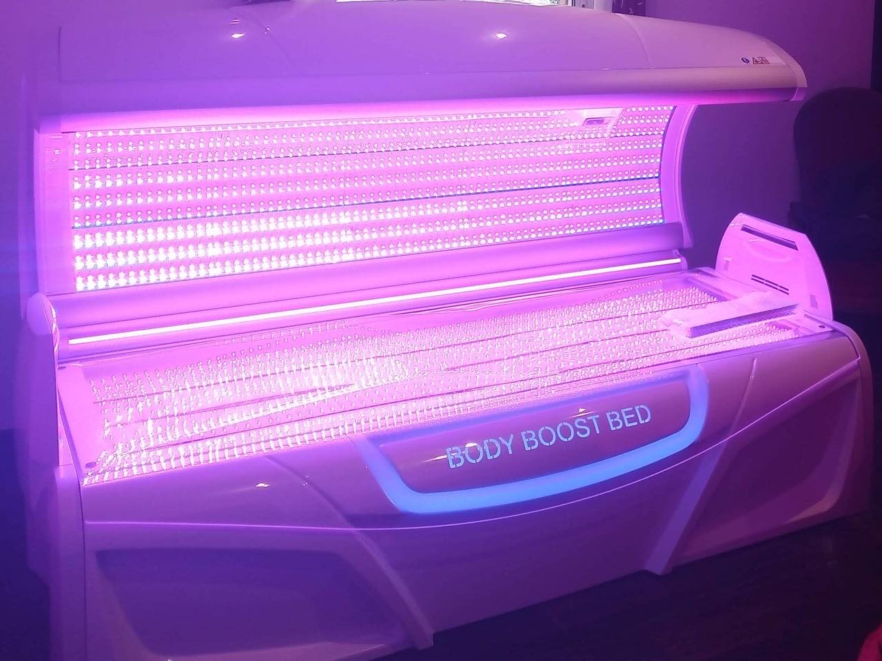 The Body Boost Bed at Revive Hub, lit and ready