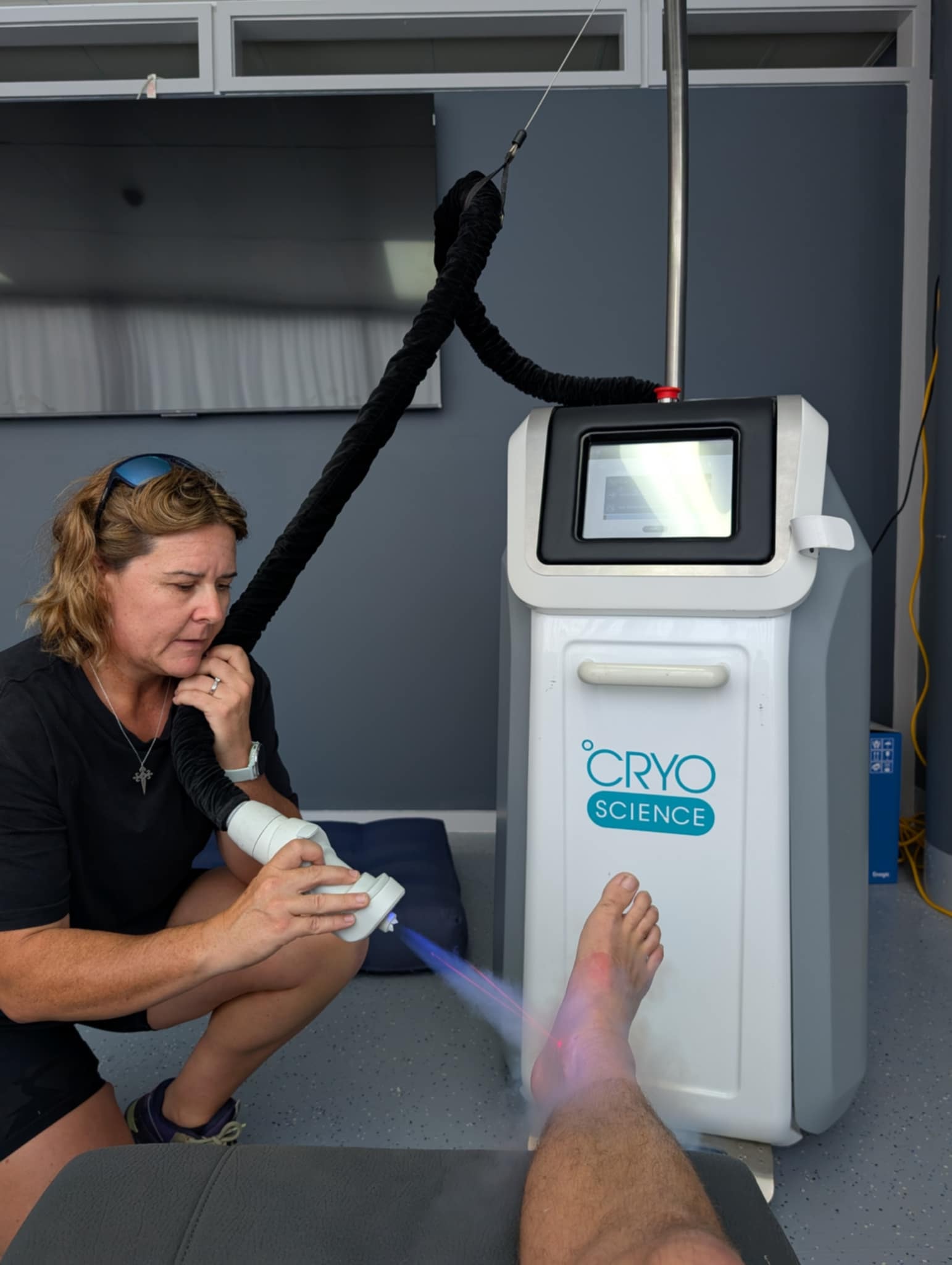 Localised cryotherapy being applied at Revive Hub